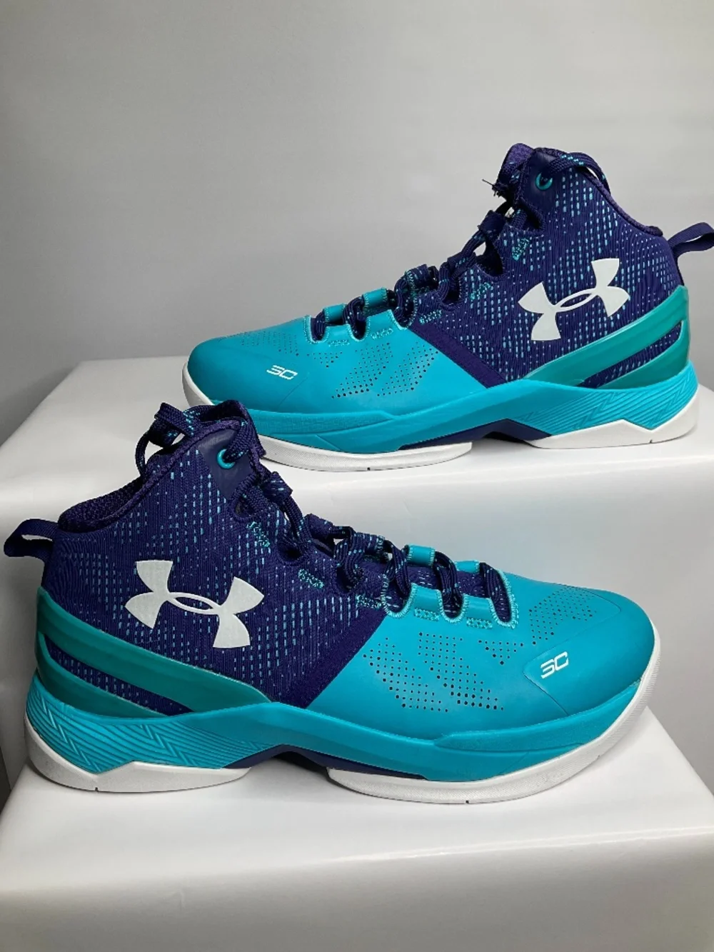 Under Armor Curry 2 Father to Son Pacific Purple White and blue US 7Youth.
